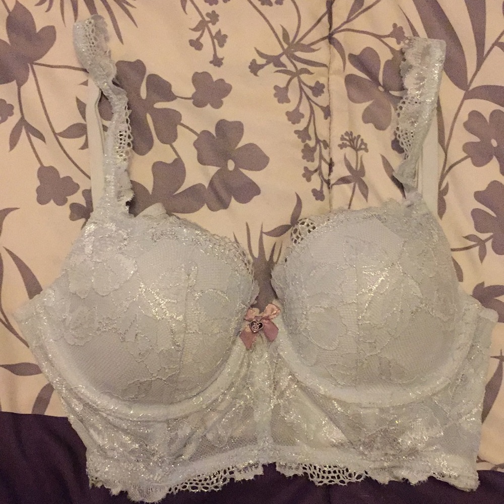 Shiny blue bra